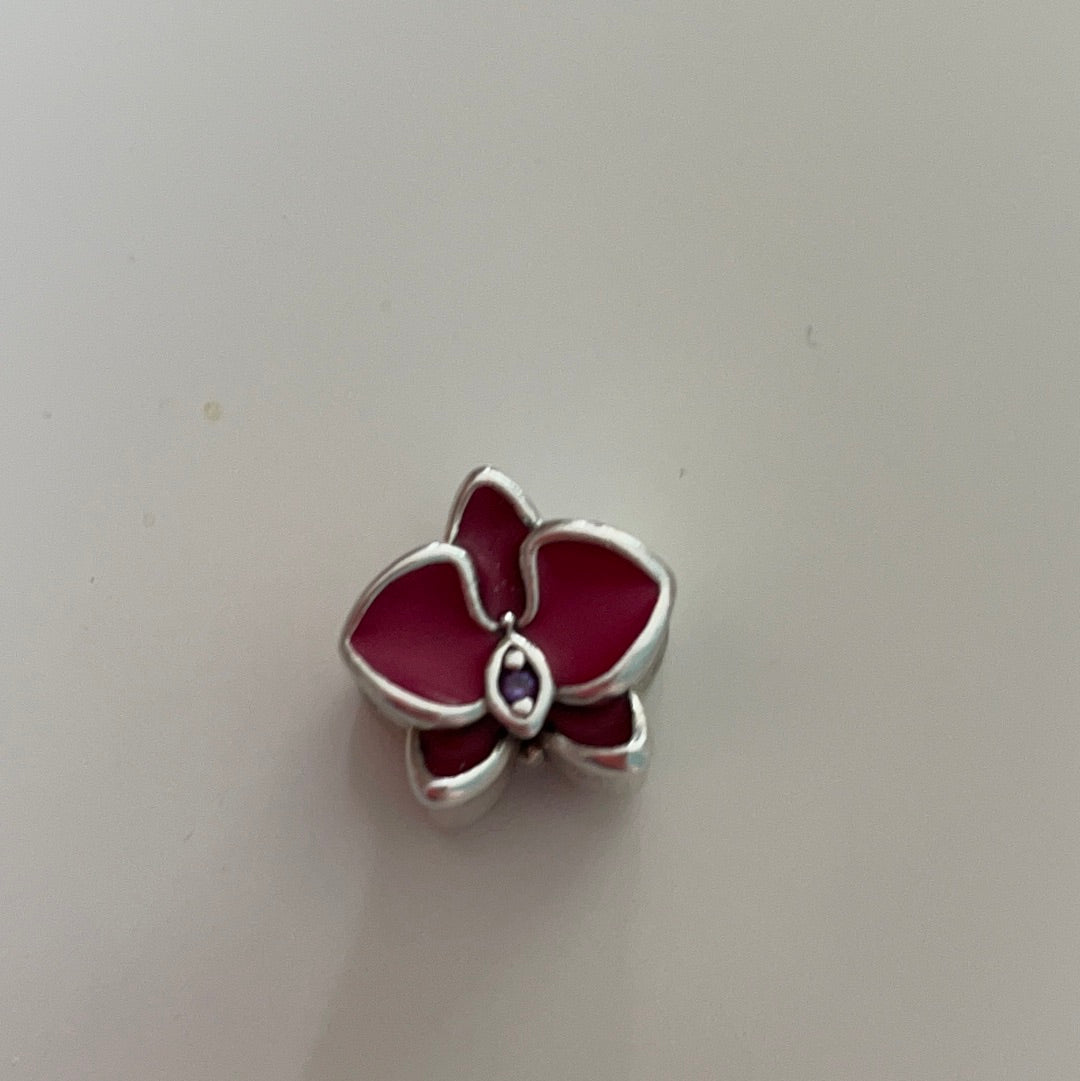 Genuine Pandora Pave Pink Orchid Flower Charm