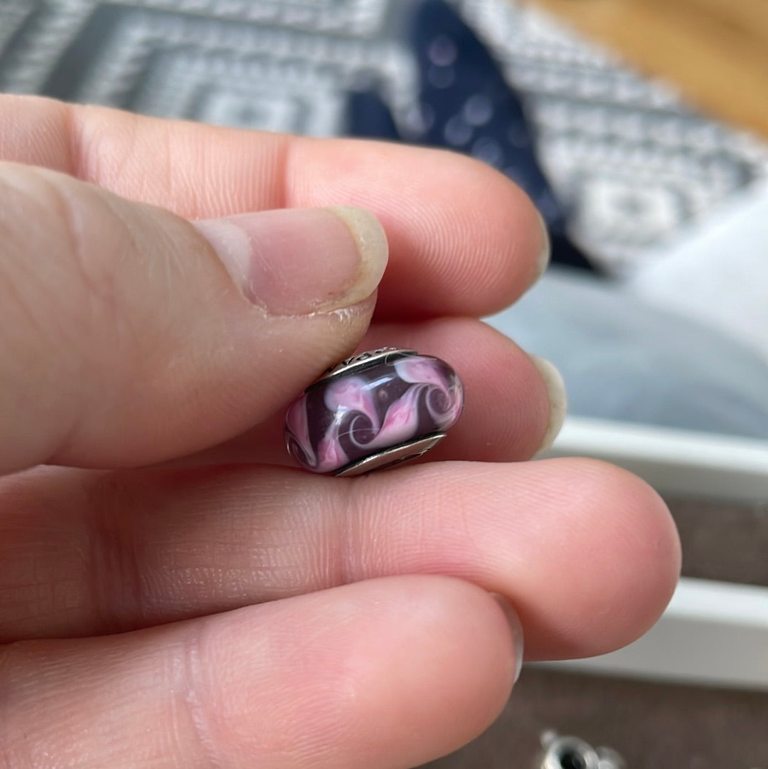 Unbranded Lilac Swirl Glass Murano Charm
