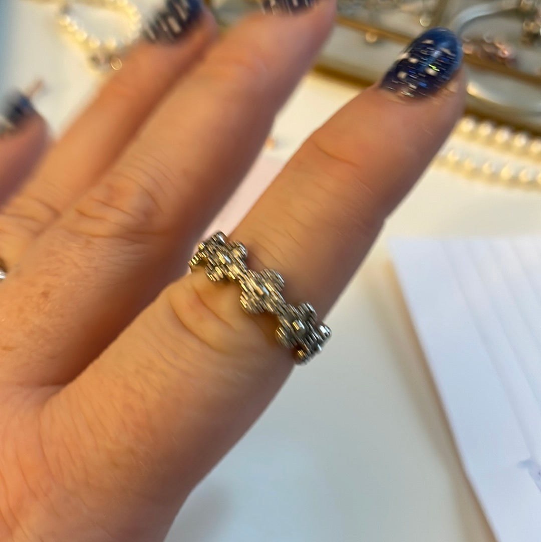 Genuine Pandora Ring Size 60 Celtic Pave Flower Clover 4 Petal Ring