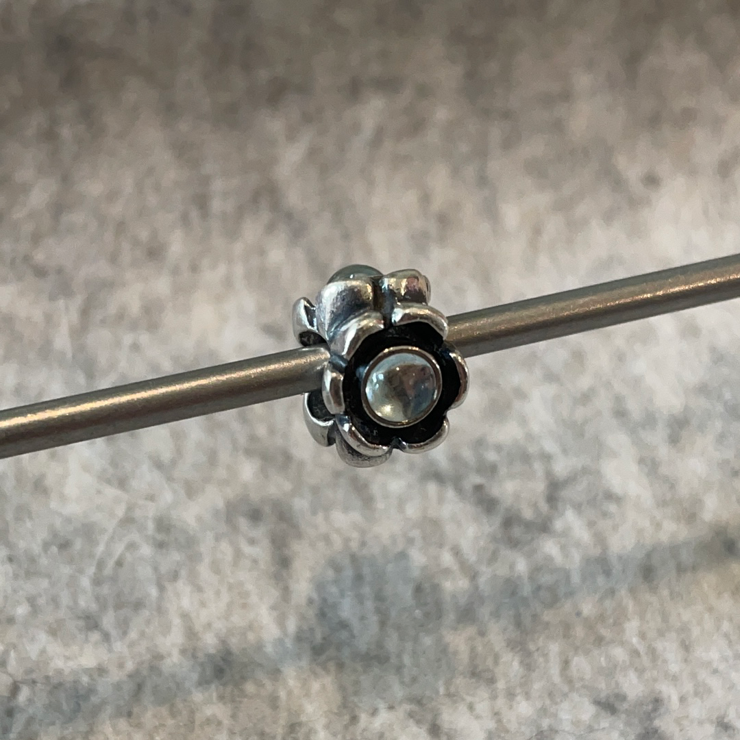 Genuine Pandora Morning Glory Moonstone/ Topaz Flower Retired Charm