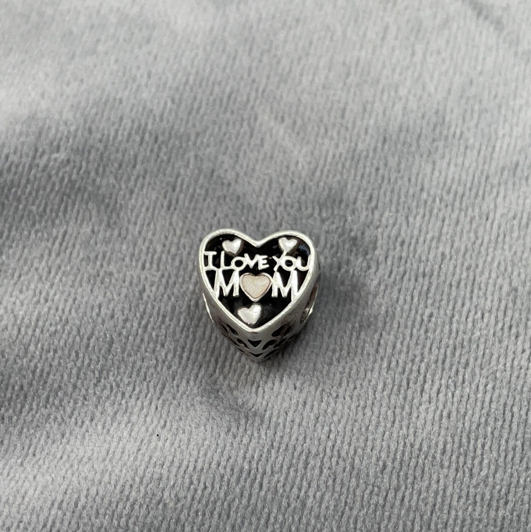 Genuine Pandora I Love You Mum Openwork Heart Pearl Charm