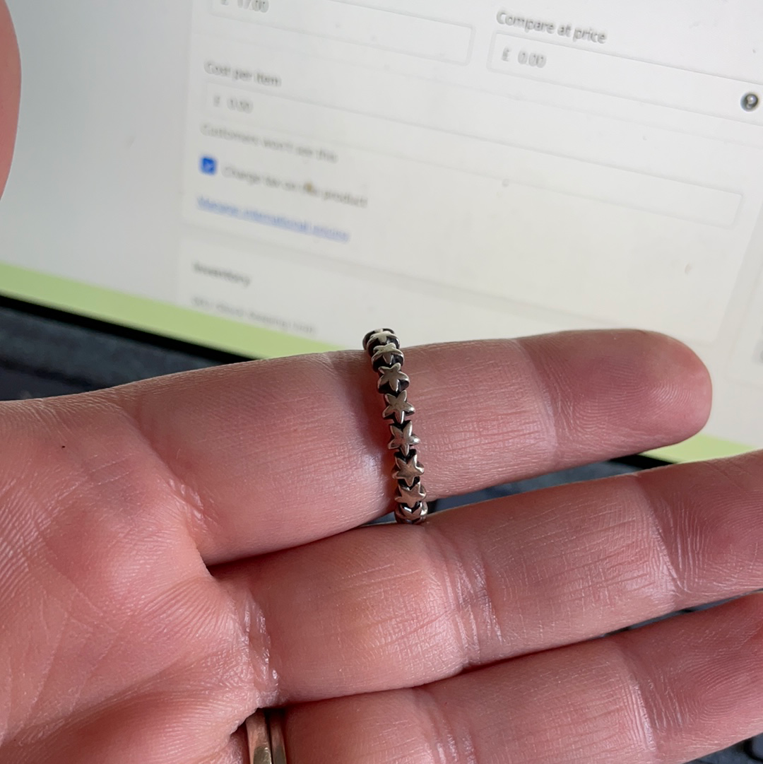 Genuine Pandora Star Band Ring Stacker Ring Size 52