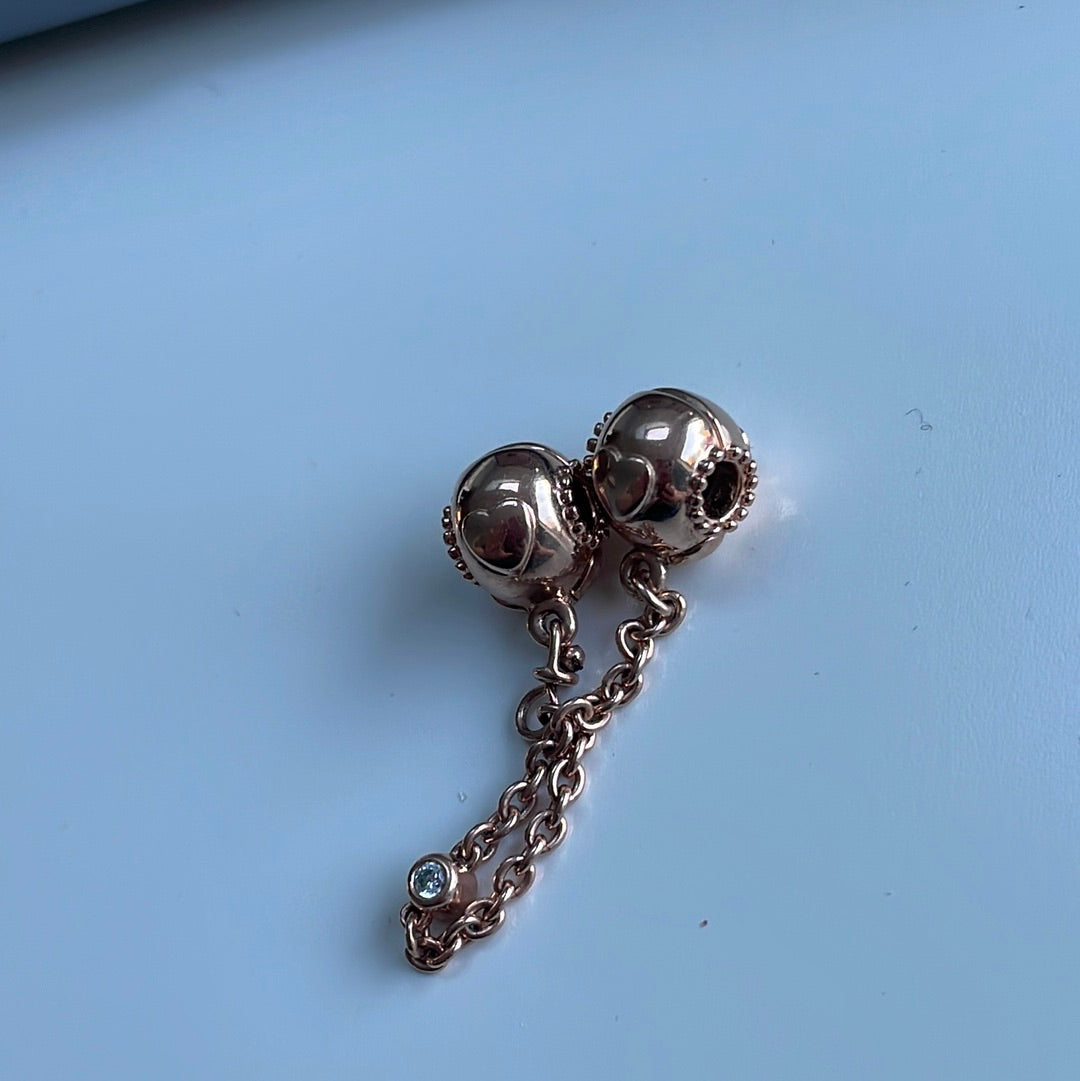 Genuine Pandora Rose Logo Safety Chain Clip Style Brand Bew