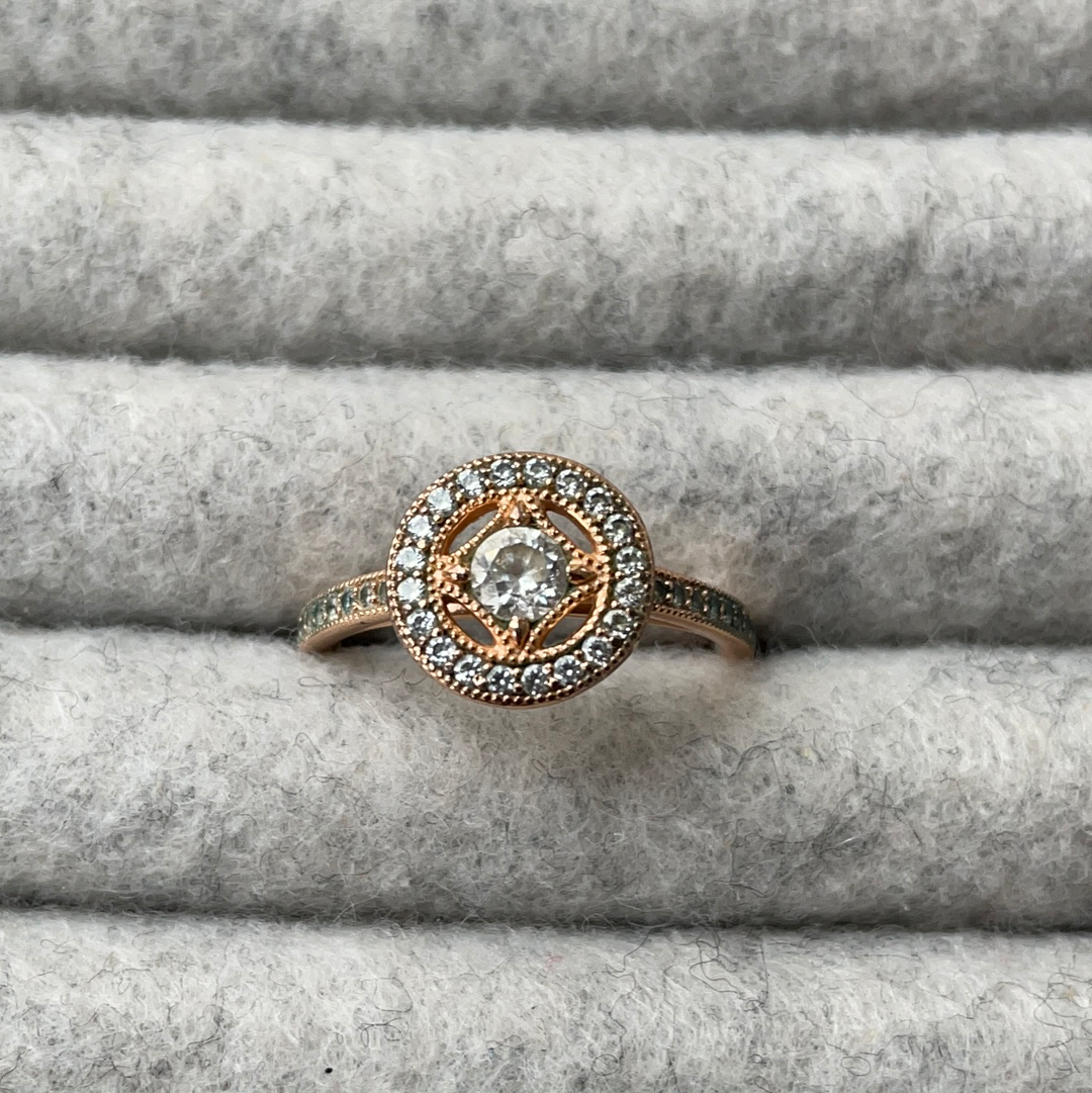 Genuine Pandora Rose Gold Statement Pave Vintage Allure Ring Size 54