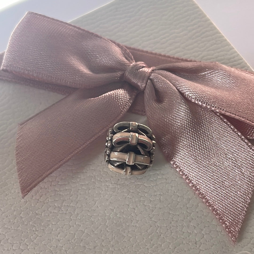 Genuine Pandora Bow Pink Enamel Ball Charm