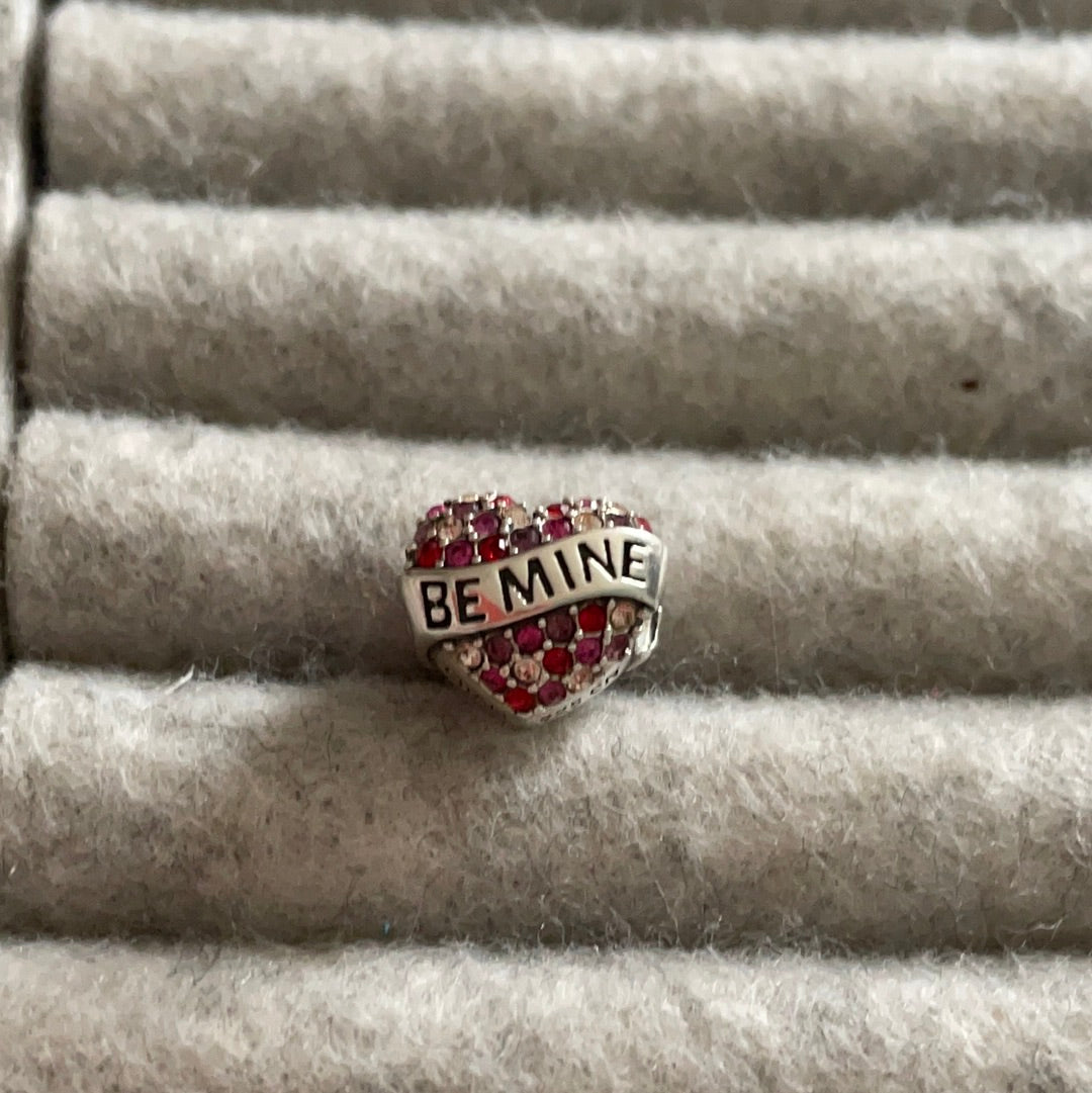 Genuine Chamilia Pave Love Heart Pave 'Be Mine' with Bow Charm