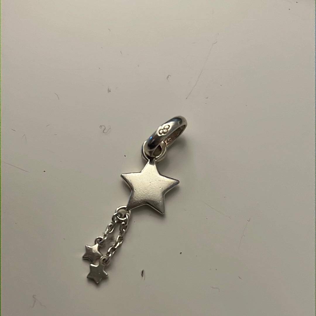 Genuine Links of London Sterling Silver Star With Dangle Shooting Stars Charm fits on Sweetie Bracelet