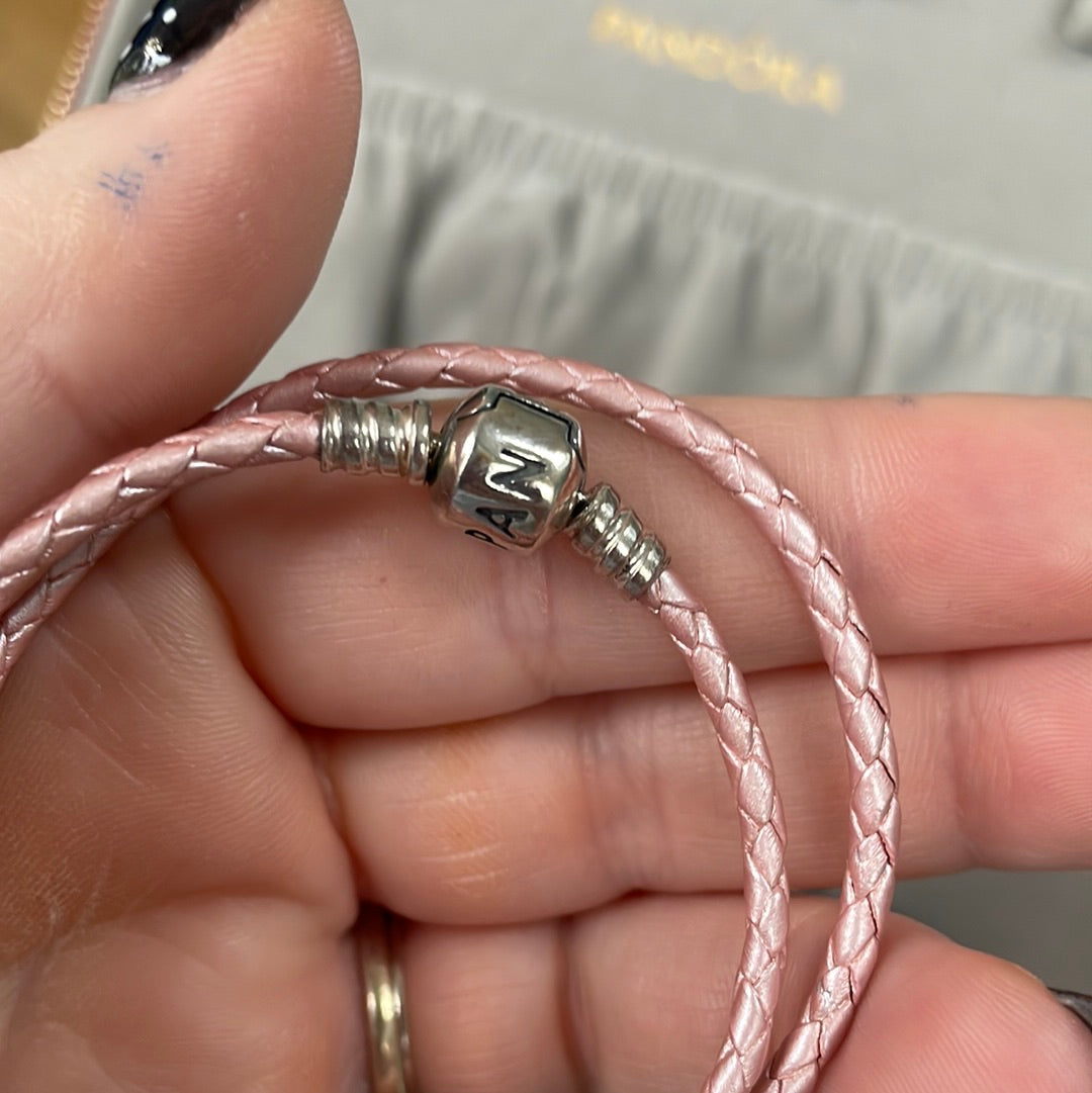Genuine Pandora Double Wrap Leather Bracelet in Pink