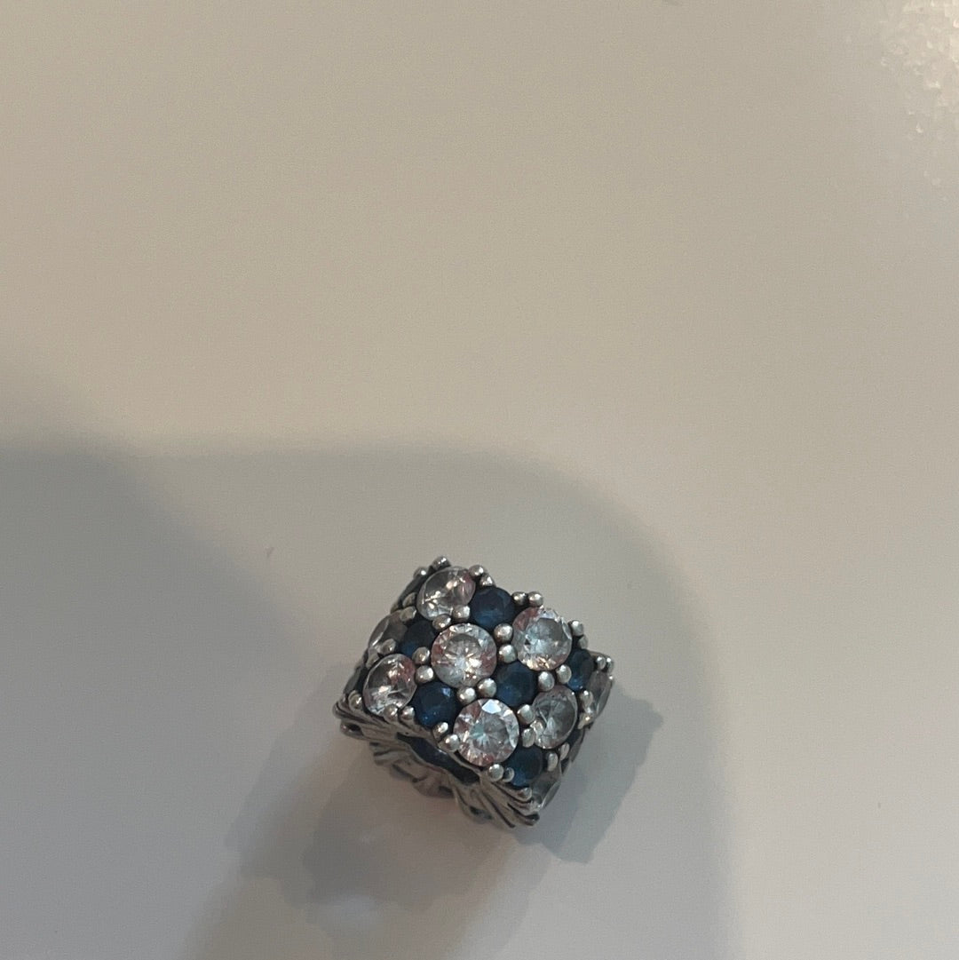 Genuine Pandora Pave Sparkle Charm Clear & Blue