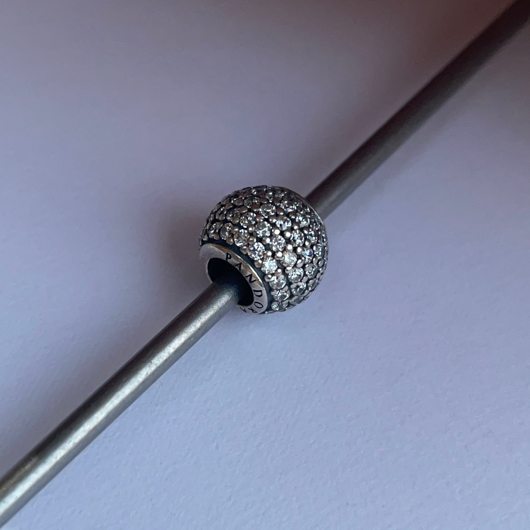 Genuine Pandora Pave Sparkle Ball Charm Clear