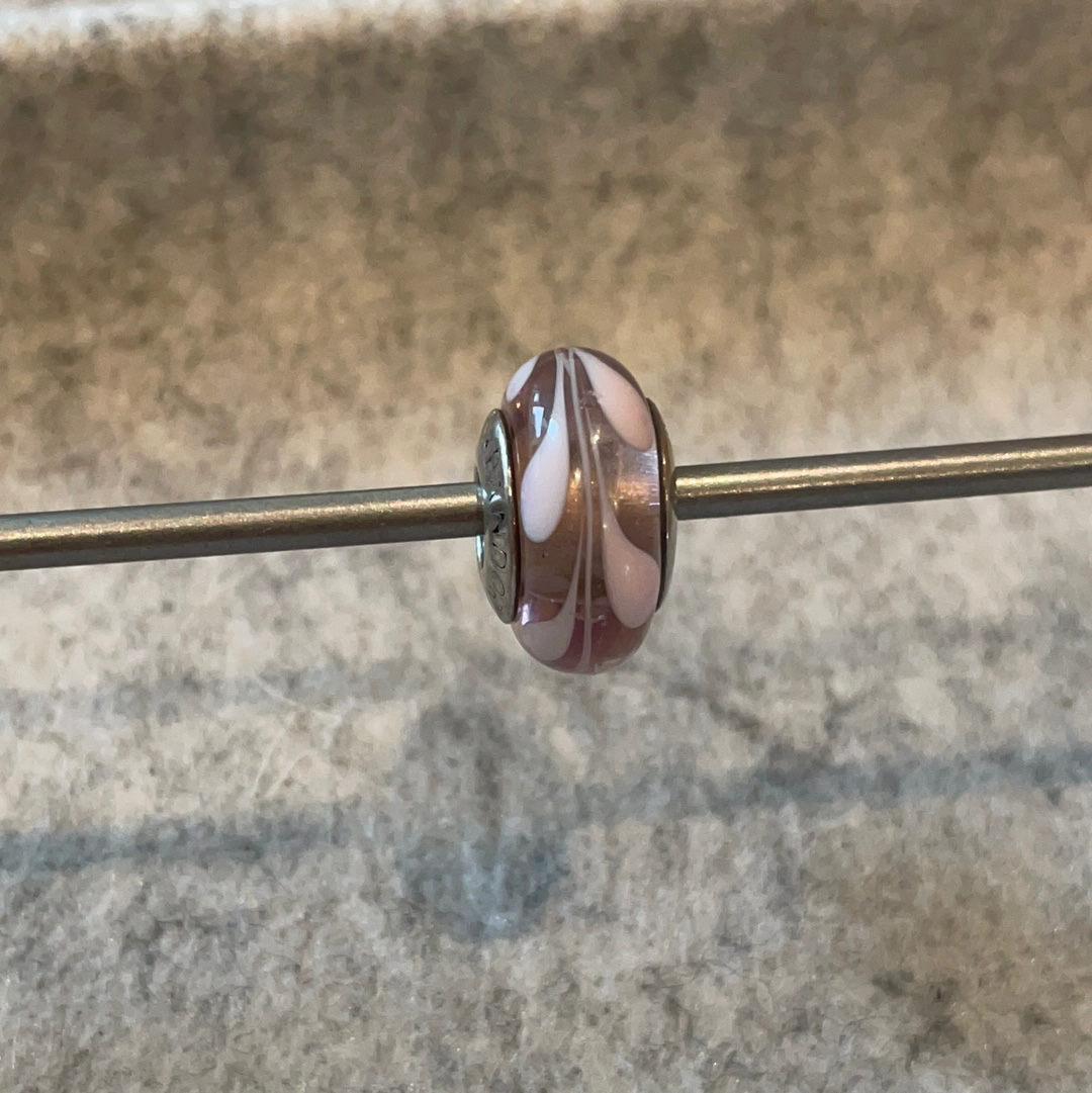 Genuine Pandora Pink Paint Swirl Murano Glass Charm