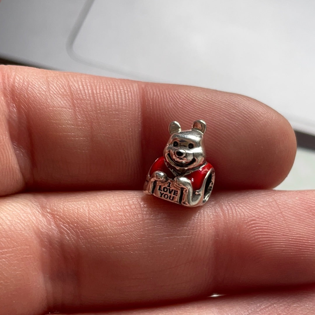 Genuine Chamilia Winnie The Pooh Disney Enamel Charm 'I Love You'