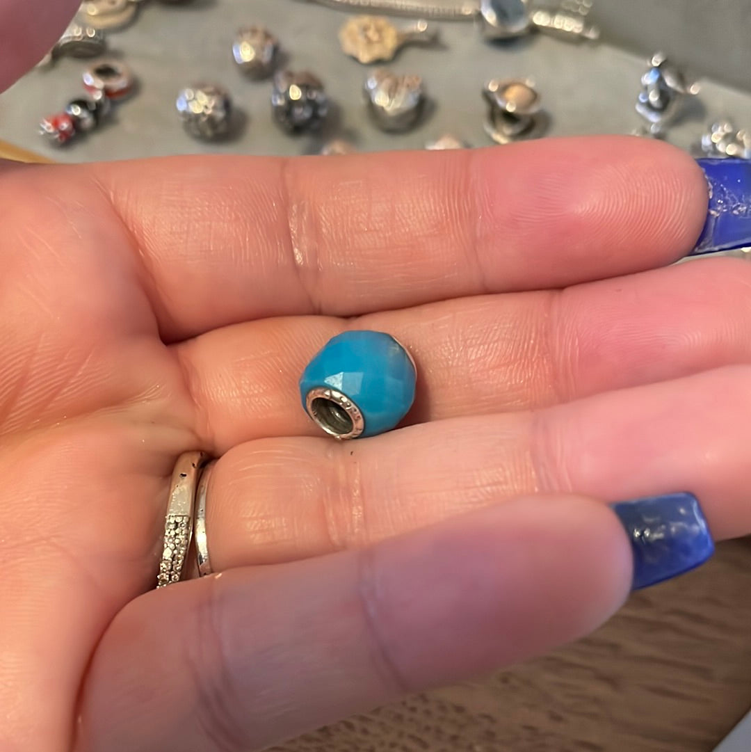 Genuine Pandora Blue Heart Murano Glass Charm Light Blue