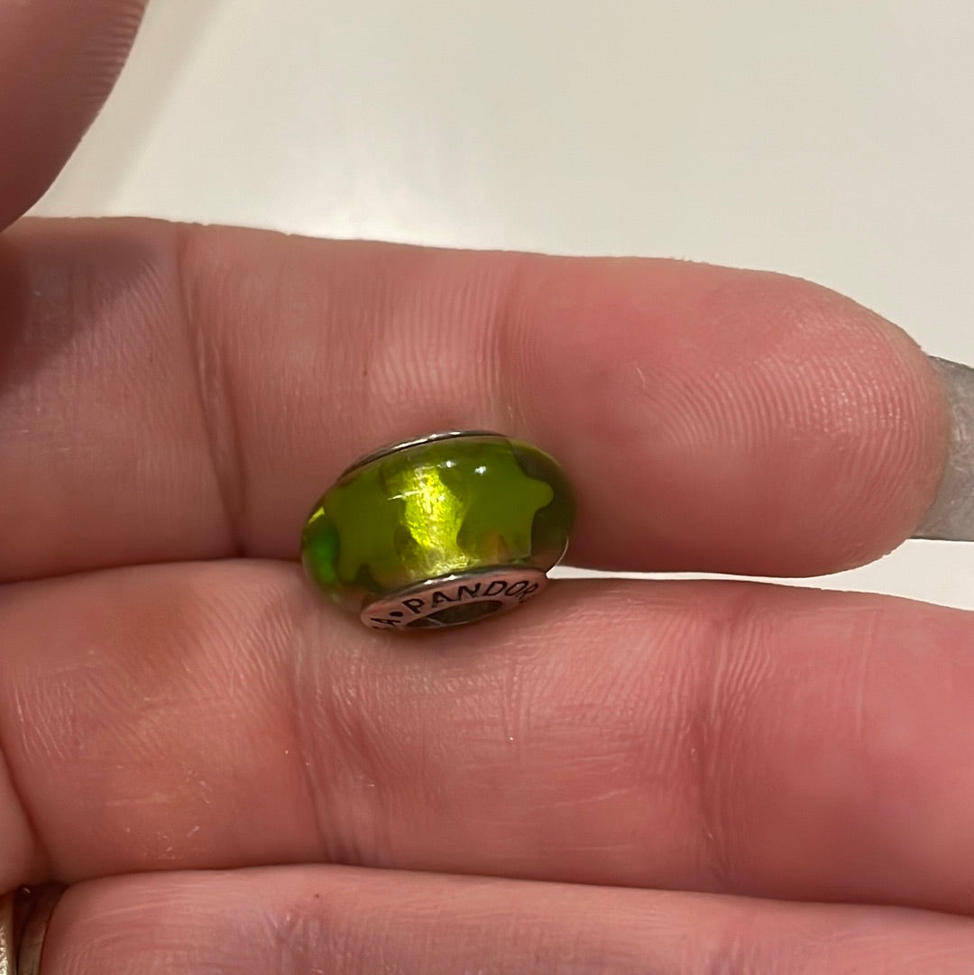 Genuine Pandora Green Star Murano Charm