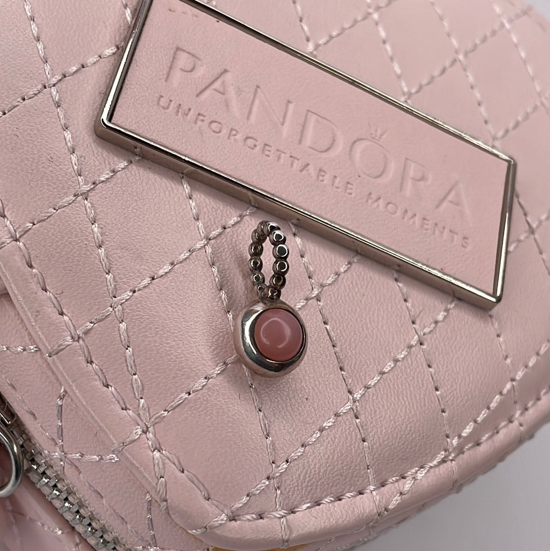 Genuine Pandora RARE Pink Cabochon Stone Dangle Large Pendant HTF Charm