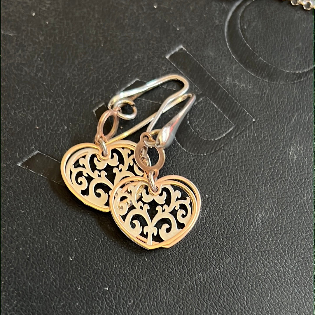Genuine Nominations Rose Gold Filigree Heart Detail Earrings