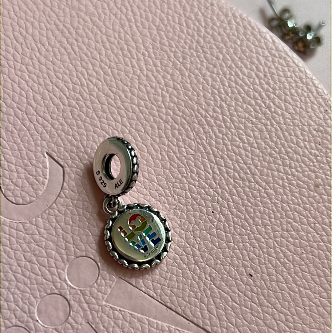Genuine Pandora Disney Enamel Rainbow Gay Pride LGBT Dangle LOVE Charm