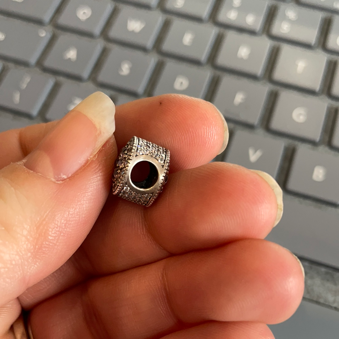 Genuine Pandora (?) Pave Pink Flower Daisy Sparkle Charm Spring READ DESC