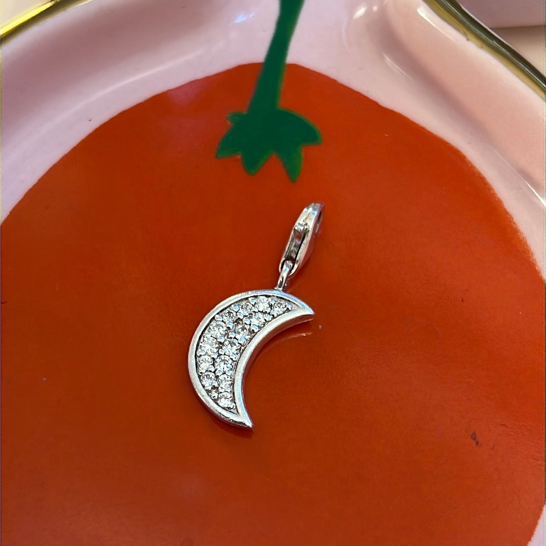 Genuine Thomas Sabo Sterling Silver Dangle Pave Moon Shooting Charm