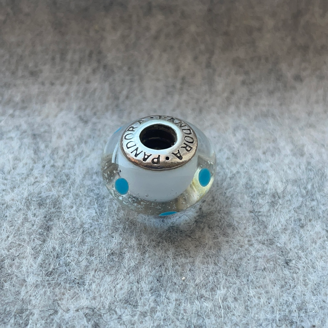 Genuine Pandora Pink or Blue Polka Dot Murano Charm VARIOUS COLOURS