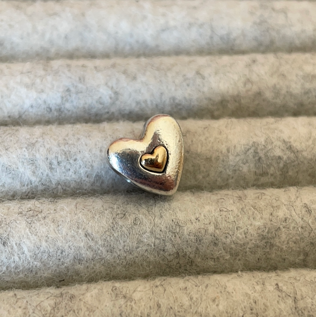 Genuine Pandora Two Tone Happy Anniversary Charm With Gold Heart