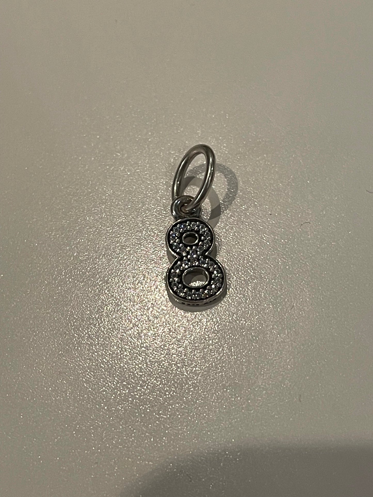 Genuine Pandora Number 8 Dangle Pave Charm