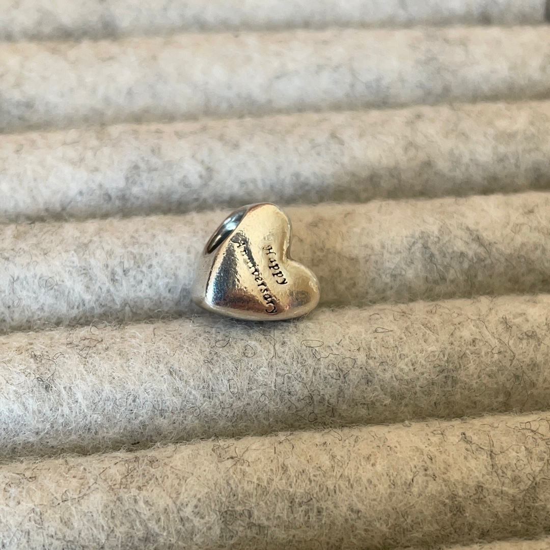 Genuine Pandora Two Tone Happy Anniversary Charm With Gold Heart