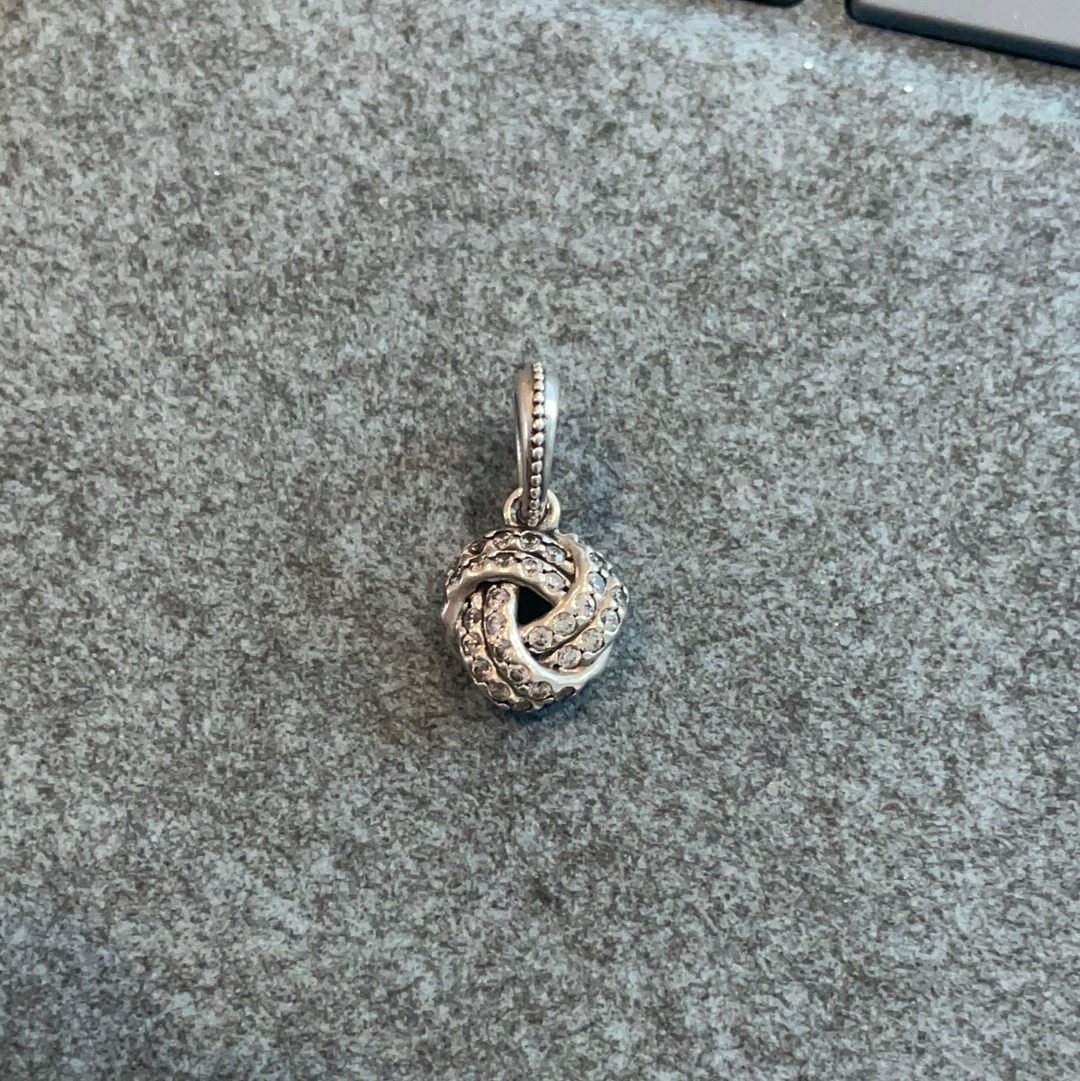 Genuine Pandora Silver Sparkle Knot Pendant Dangle Charm