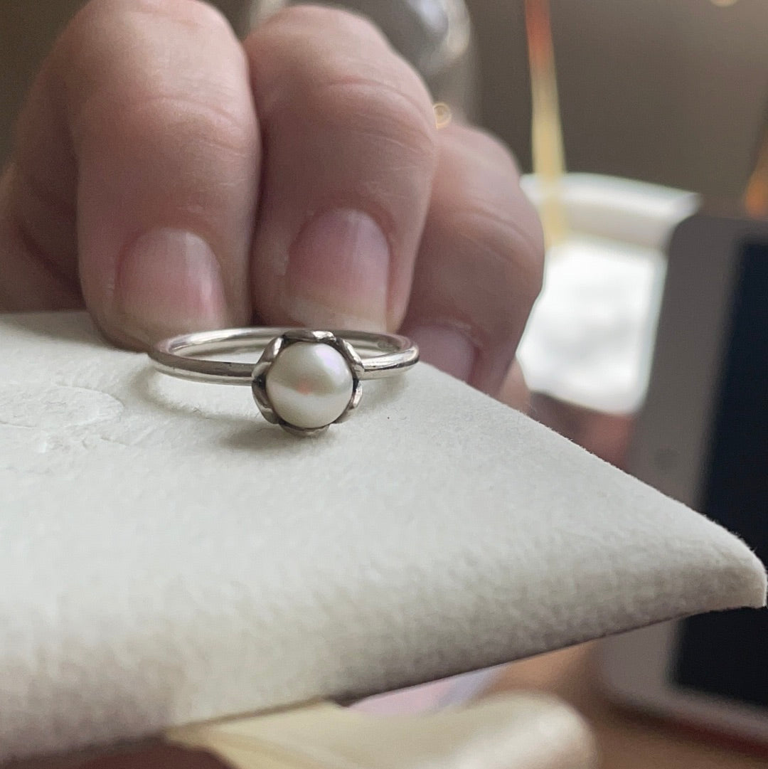 Genuine Pandora Freshwater Pearl Ring Size 56