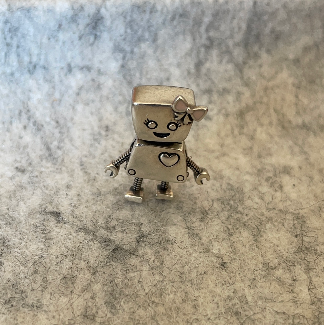 Genuine Pandora Bella Bot Robot Charm With Bow