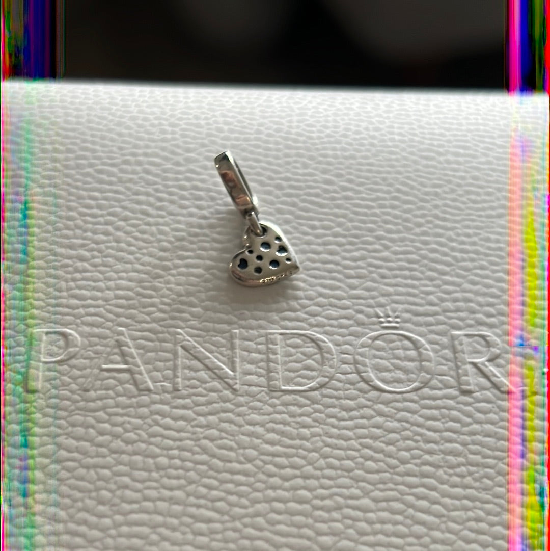 Genuine Pandora Small Heart Blue Stone Dangle Charm