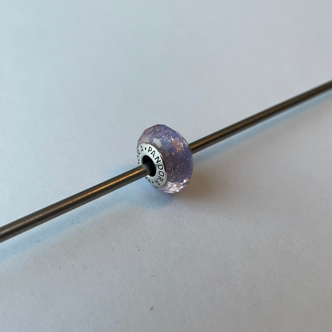 Genuine Pandora Purple Lilac Lavender Sparkle Glass Murano Faceted Charm