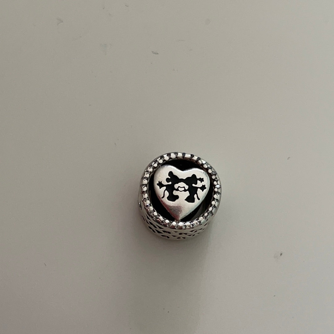 Genuine Pandora Disney Mickey & Minnie Love, Heart, Kiss Charm 791957CZ