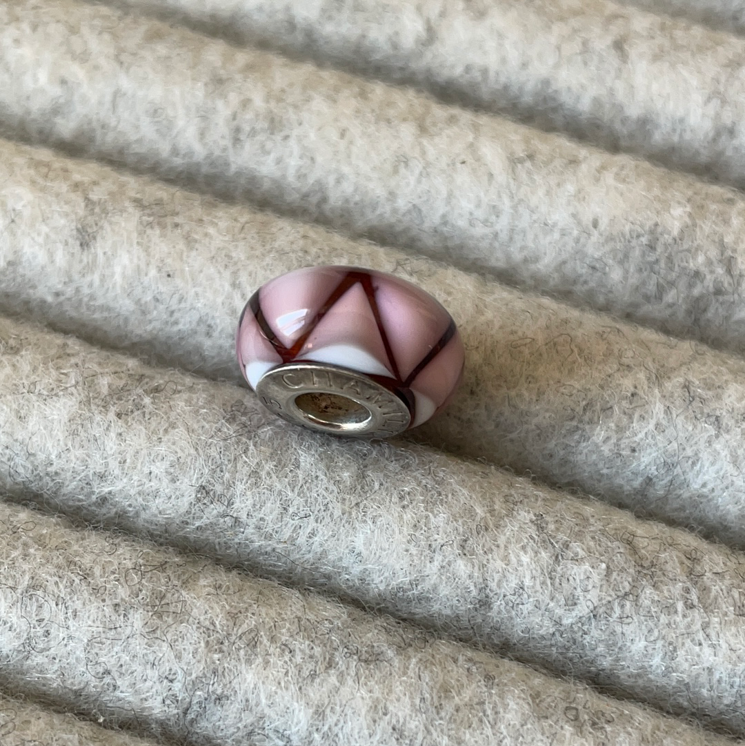 Genuine Chamilia Pink and Purple Tirangle Murano Charm