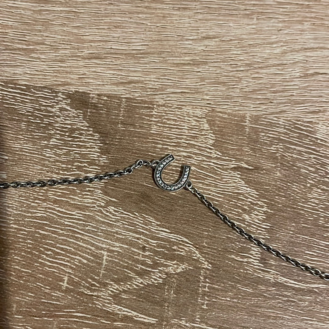 Genuine Pandora Pave Horse Shoe Good Luck Dainty Adjustable Bracelet 18cm
