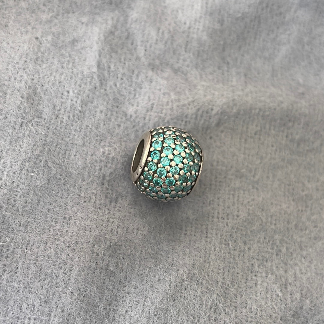 Genuine Pandora Teal Pave Ball Sparkle Charm