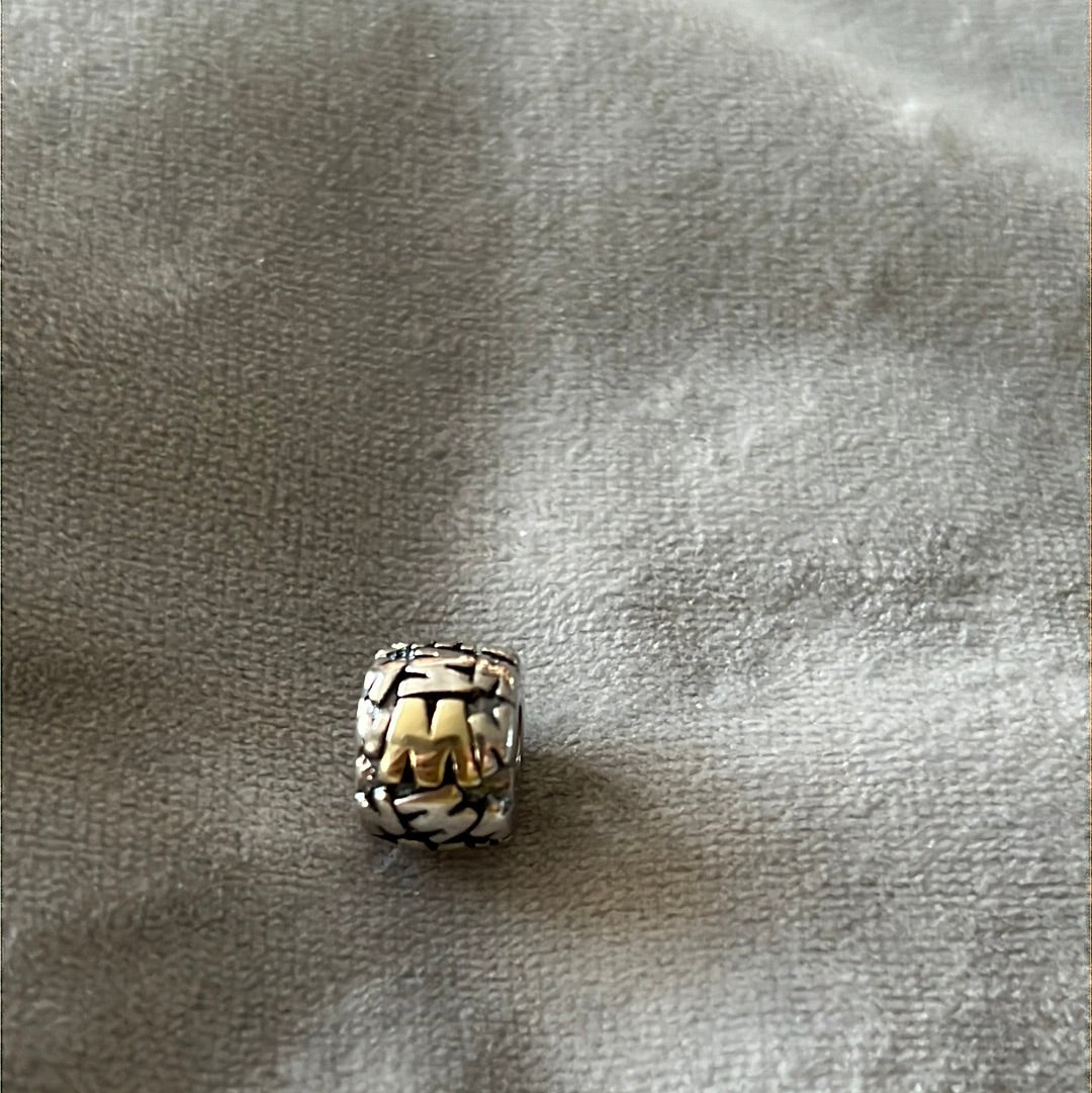Sterling Silver Golden Letter Initial M W