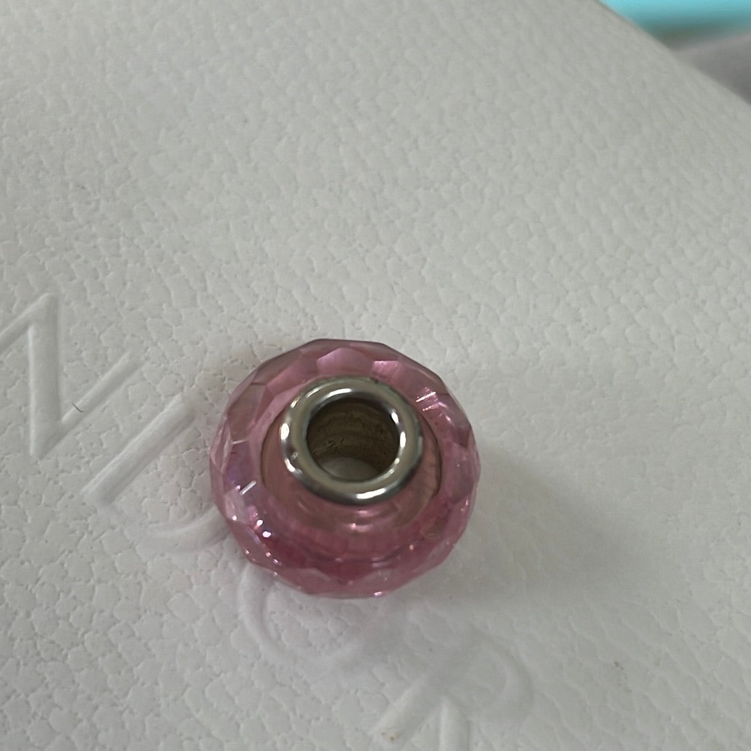 Genuine Chamilia Murano Pink Faceted Silver Charm