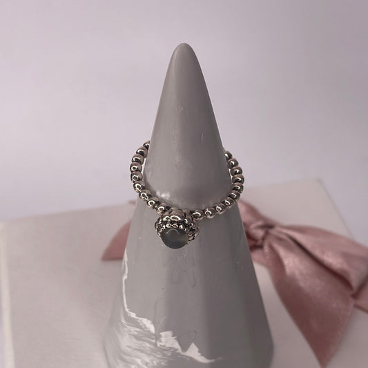Genuine Pandora Birthstone Ring Size..Light/ Dark Grey