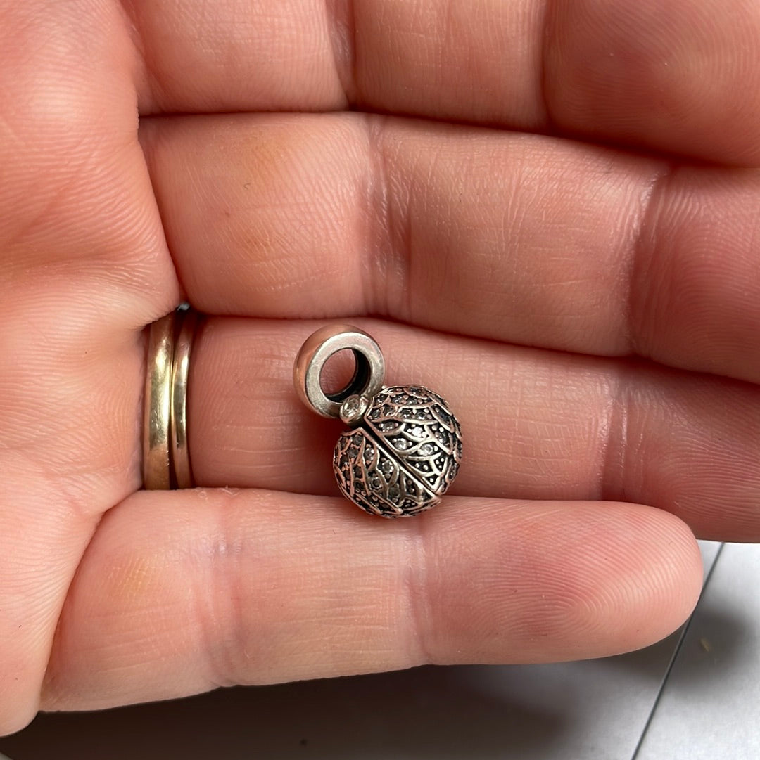 NINA QUEEN Angel Wing Feather Dangle Pave Charm With Locket Message