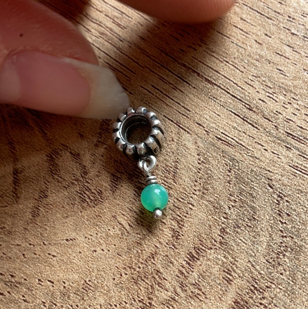 Genuine Pandora Luminous Light Green Birthstone Gemstone Dangle Charm