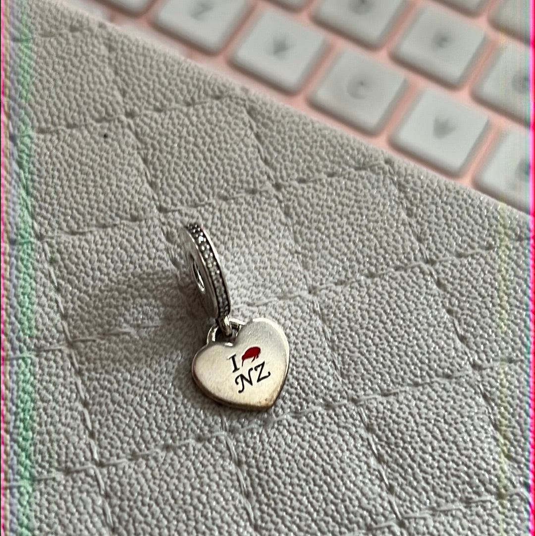 Genuine Pandora Enamel I Love NZ New Zealand Travel Charm