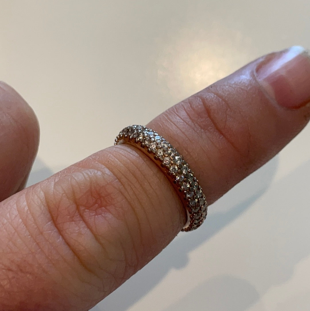 Genuine Rose Gold Pave Sparkle Band Ring Stacker Ring Size 60