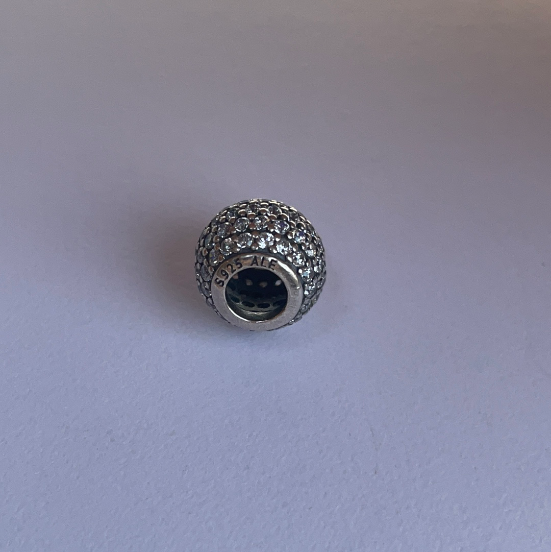 Genuine Pandora Pave Sparkle Ball Charm Clear