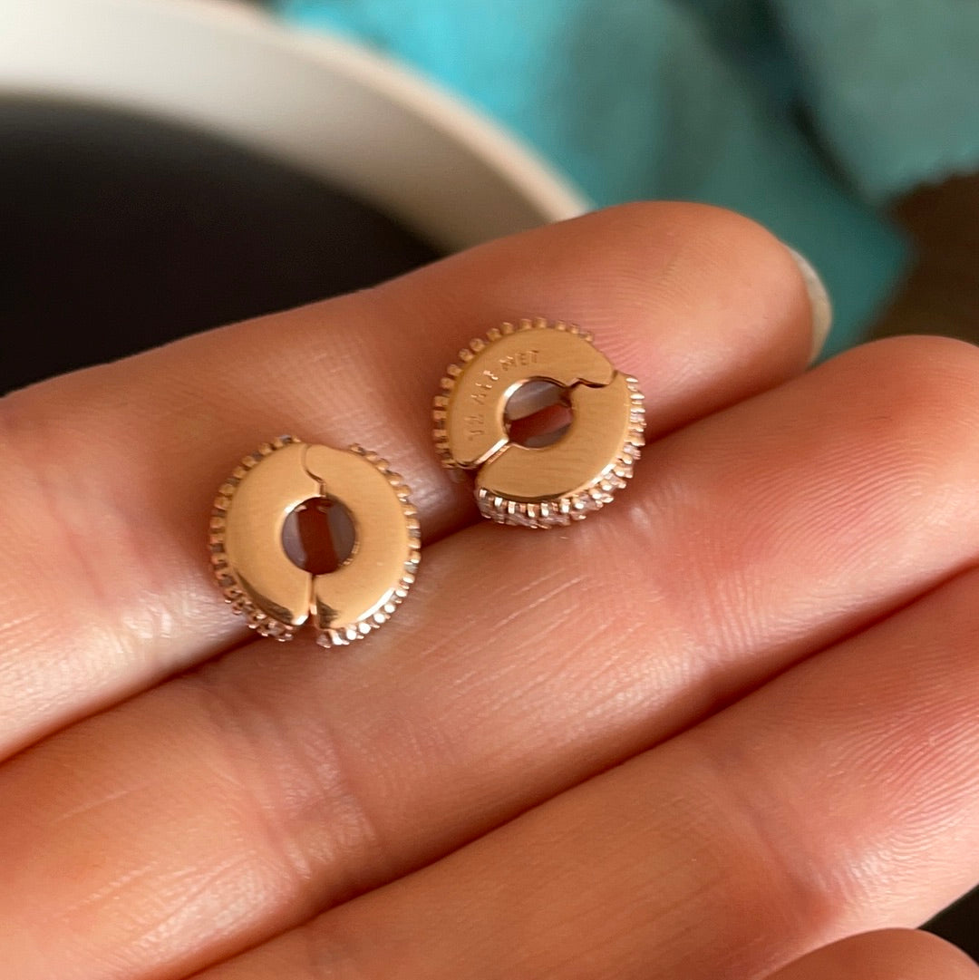 Genuine Pandora Rose Gold Silicone Pave Ice Cube Sparkling Clips