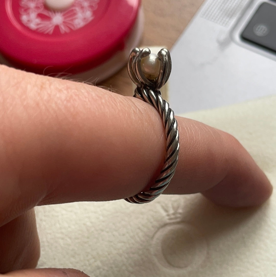 Genuine Pandora Ring With CUSTOM Pearl Size 56 PLEASE READ DESCRIPTION