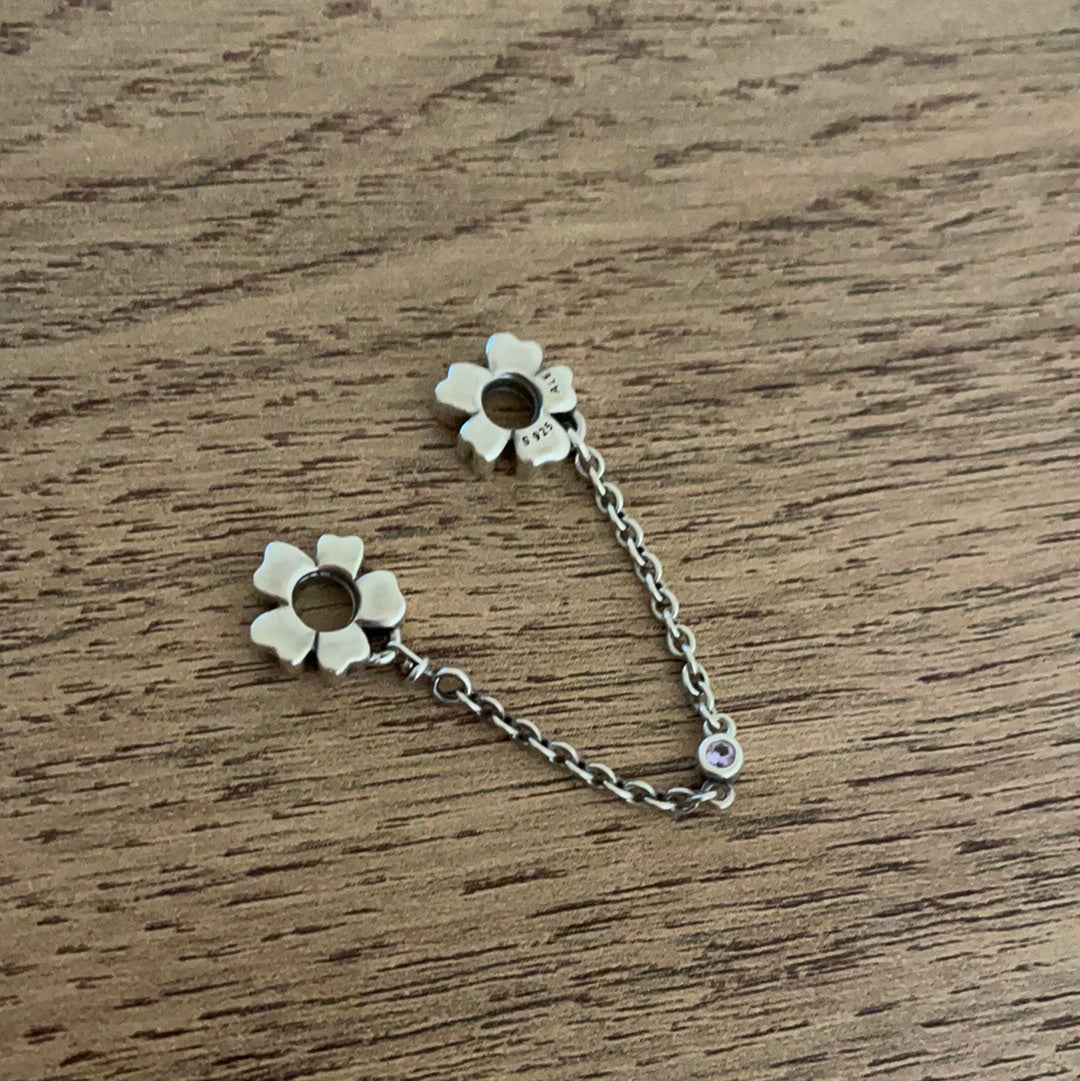 Genuine Pandora Bloom Meadow Flower Safety Chain With CZ.