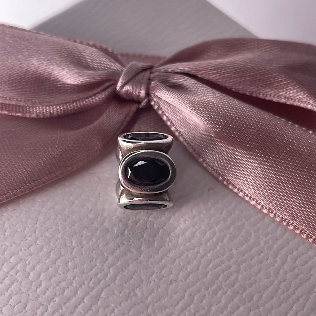 Genuine Pandora Black Oval Light Charm Stone Retired