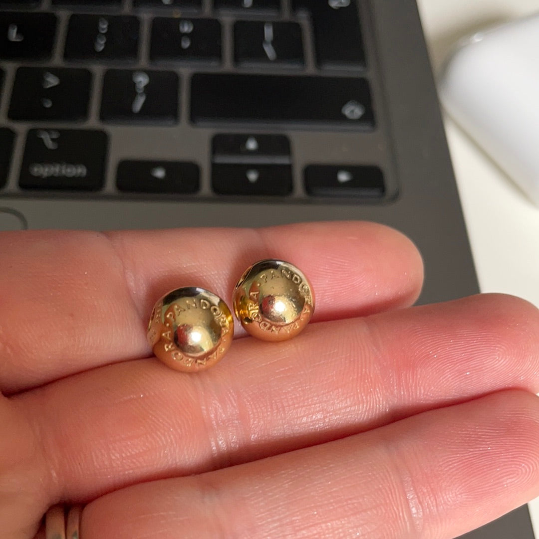 Genuine Pandora Shine Gold Logo Clips PAIR With Tiny Silicone Inserts