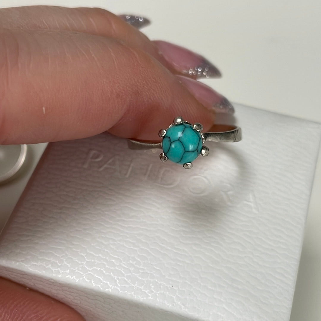 Sterling Silver Ring With Turquoise(?)Size 54